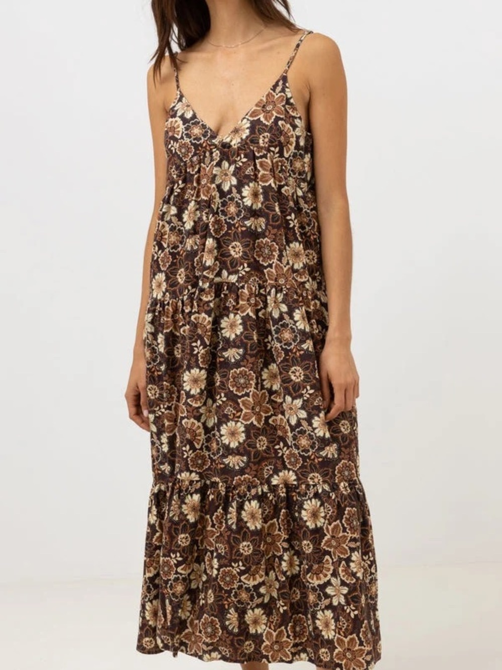 Rhythm Cantabria Floral Tiered Midi Dress